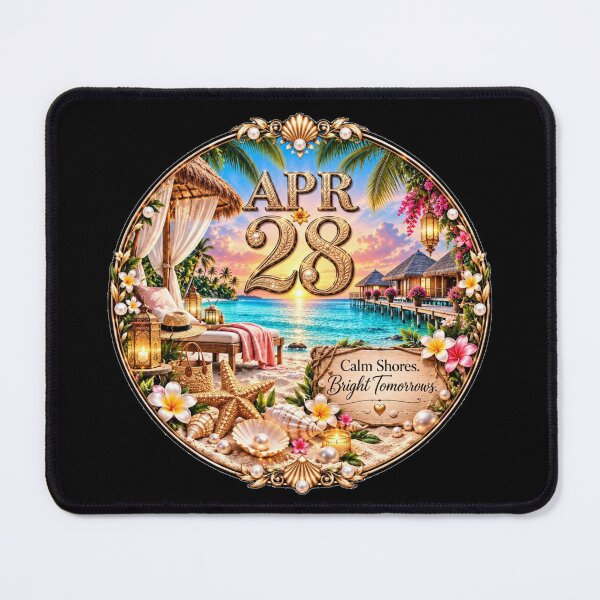 Artikelvorschau, Geburtstag am 28. April: Tropisches Stranddesign | Geschenkidee mit Sonnenuntergang am Meer entworfen und verkauft von LunaMoments.
