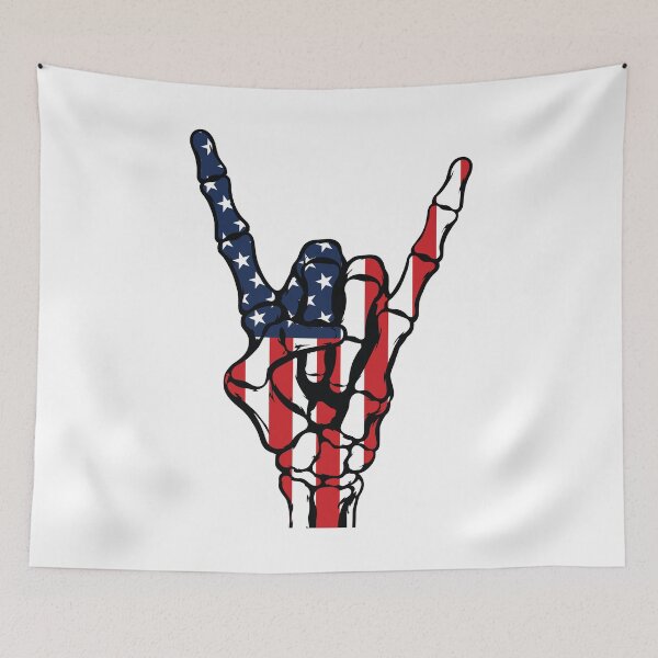 Item preview, American Flag Skeleton Rock Hand - Rock and Roll designed and sold by Marshallamoakohene.