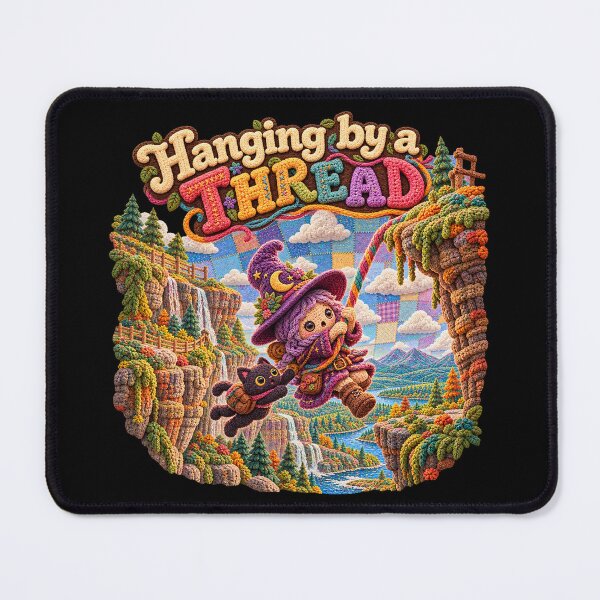 Item preview, Hanging by a Thread – Crochet Witch Adventure Humor designed and sold by gorff.