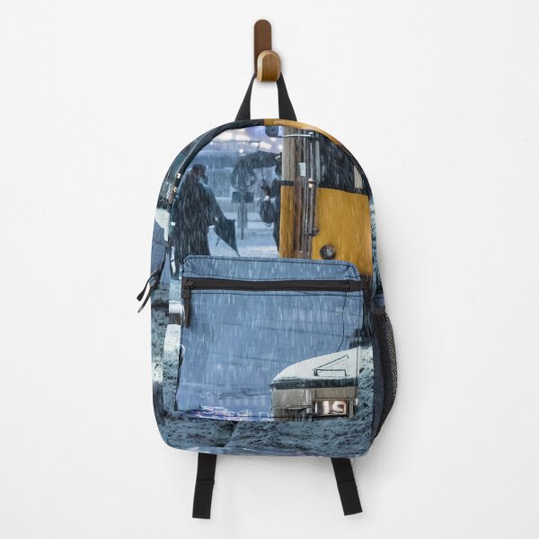 Item preview, Classic Yellow Tram Navigating Through Heavy Snowstorm In City designed and sold by Francisera.
