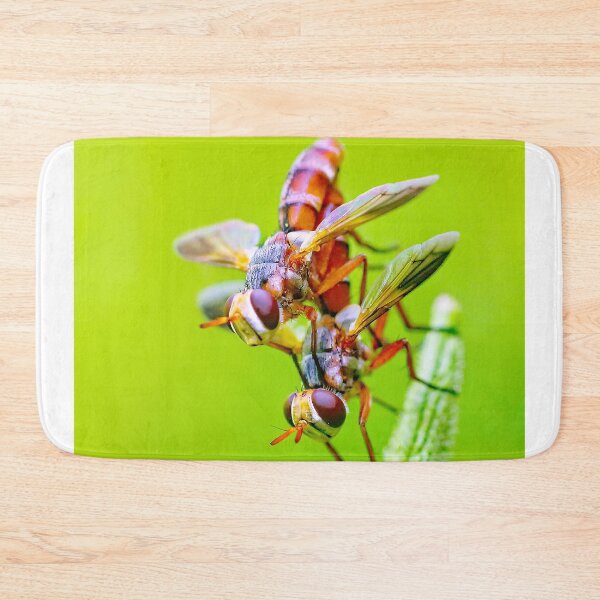 Item preview, Pair Of Orange Flies Perched On Green Plant Tip designed and sold by Francisera.
