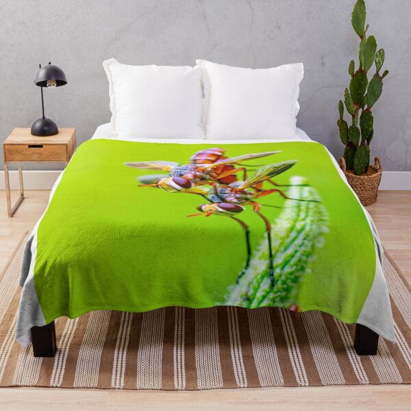 Item preview, Un par de moscas naranjas posadas en la punta de una planta verde designed and sold by Francisera.