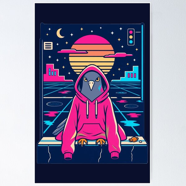 Item preview, Pigeon In A Hoodie Vaporwave Street Bird designed and sold by KungPowUnicorn.