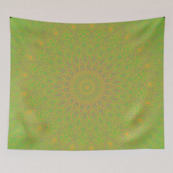 Item preview, Tropical Green Orange Radiant Mandala designed and sold by tryandplay.