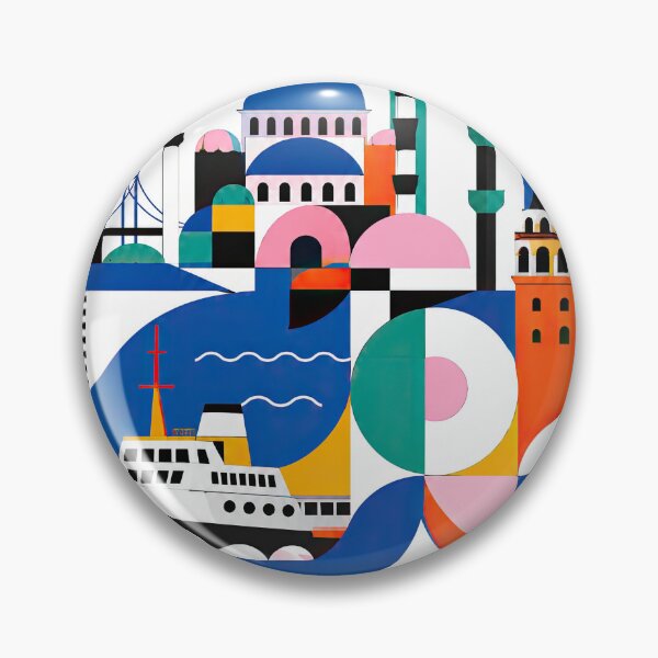 Artikelvorschau, Colorful geometric Istanbul travel poster featuring mosques, min entworfen und verkauft von ckybe.