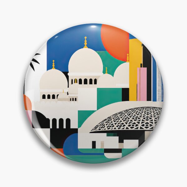 Artikelvorschau, Colorful geometric Abu Dhabi travel poster featuring the entworfen und verkauft von ckybe.