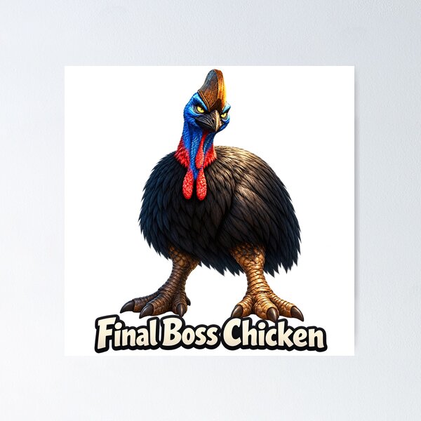 Item preview, Final Boss Chicken – Southern Cassowary designed and sold by AussiePixel.