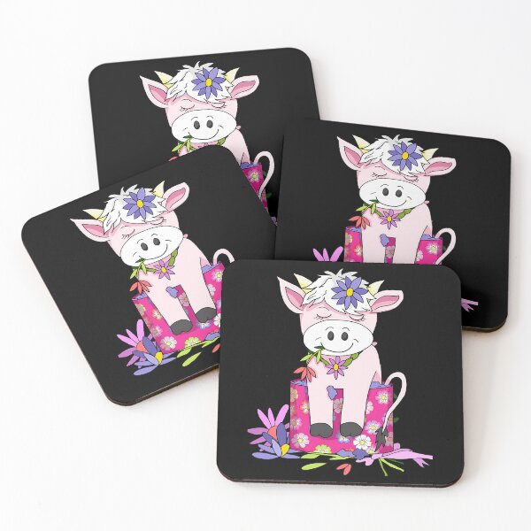 Item preview, Pink Cow Sitting Inside Floral Pattern Box with Flower Collar designed and sold by ChantalBrian.
