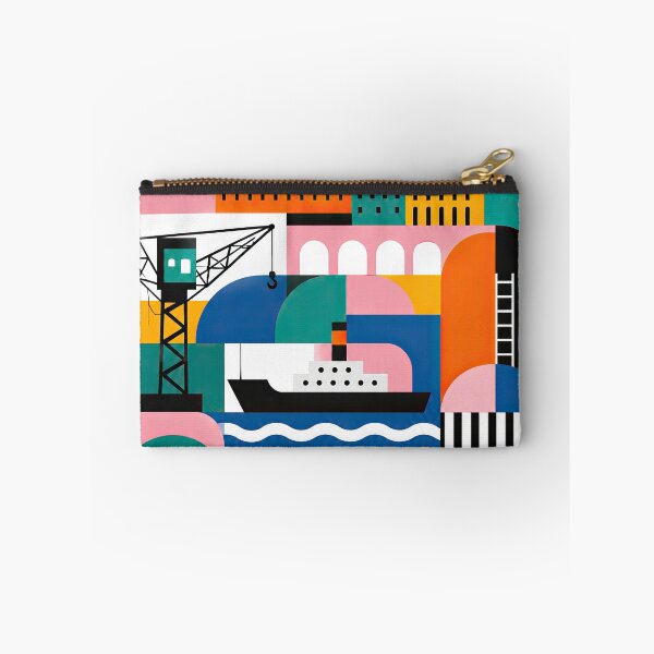 Artikelvorschau, Colorful geometric poster illustrating an industrial port city entworfen und verkauft von ckybe.