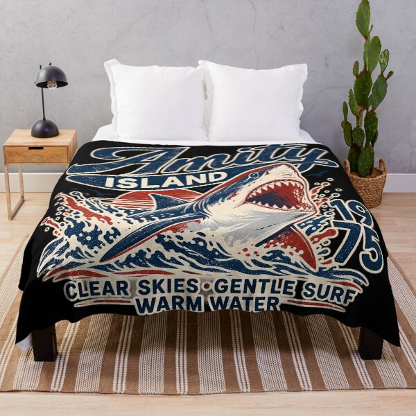 Item preview, Amity Island Vintage Shark Surf Print designed and sold by kyvua-artist.