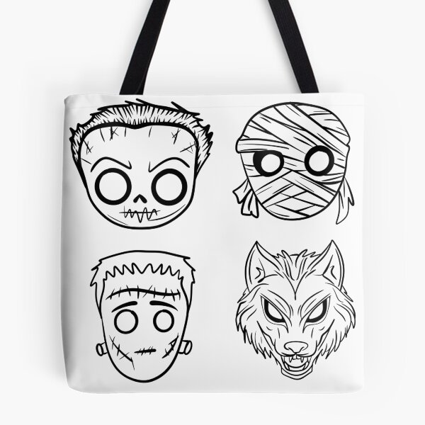 Item preview, Cute Halloween Monsters Sticker Pack — Spooky Line Art Heads designed and sold by LYAN-STORE.