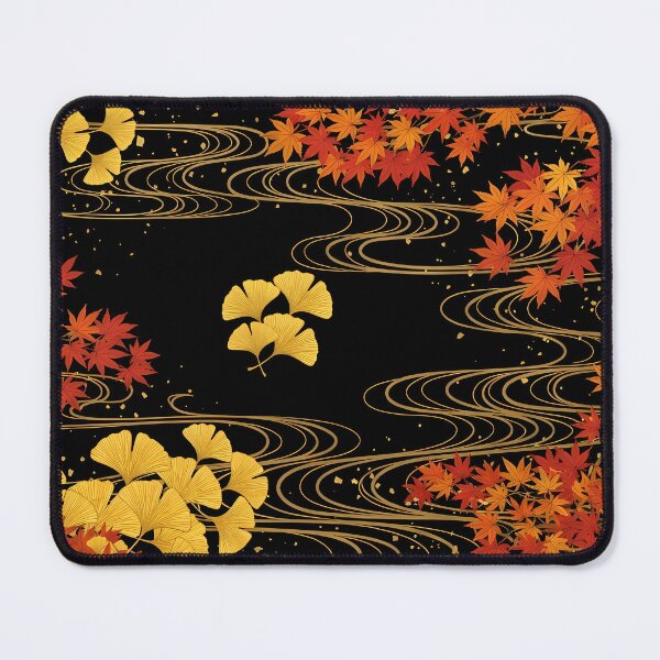 Item preview, Japanese Autumn: Maple and Ginkgo Leaves in Gold and Black designed and sold by Jun-spirit-Arts.