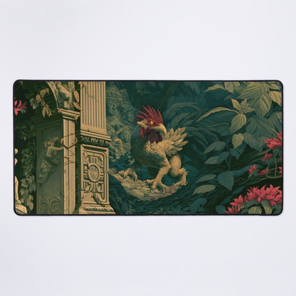 Item preview, A deadly Basilisk slithering through dark jungle ruins overgrown with vines and ancient statues, Fantasy & Mythological Creatures designed and sold by CDC40.