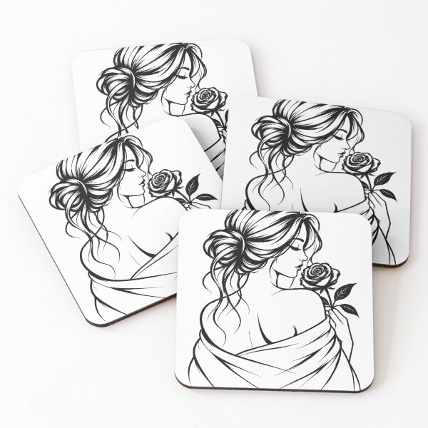 Aperçu de l'œuvre Elegant Woman with Rose – Minimalist Feminine Line Art créée et vendue par Line-mood.