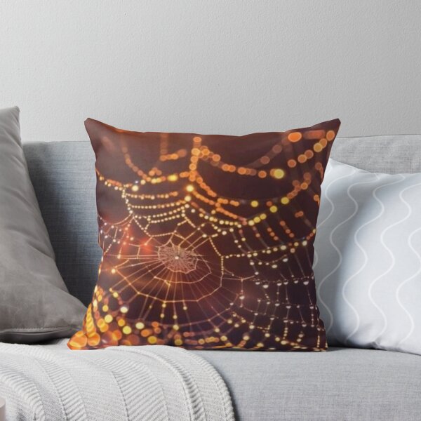 Item preview, Golden Bokeh Spider Web — Autumn Dew Drops Aesthetic Photography designed and sold by LYAN-STORE.