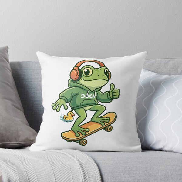 Item preview, Cool Skater Frog Wearing Hoodie Headphones Cartoon Art designed and sold by Rupesh-Art26.