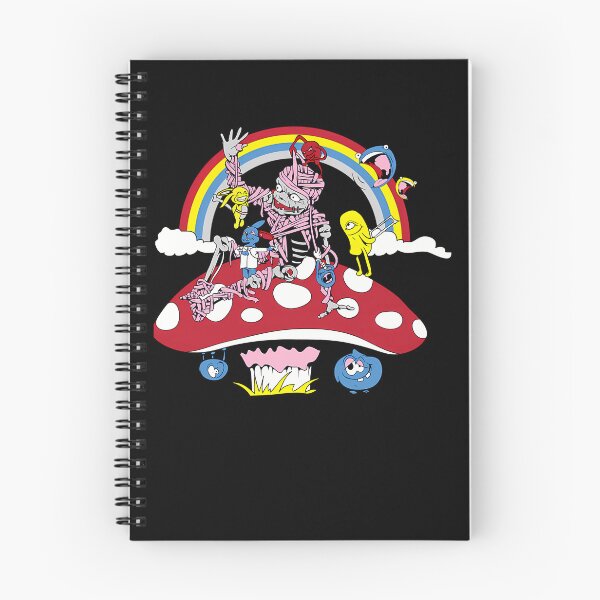 Item preview, Pink Bandage Mummy Sitting on Giant Red Spotted Mushroom Under Rainbow designed and sold by ToniSchmeler.