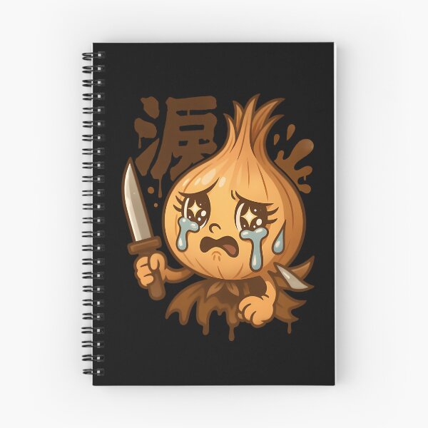 Item preview, Crying Onion Character Holding Knife with Japanese Kanji designed and sold by ToniSchmeler.