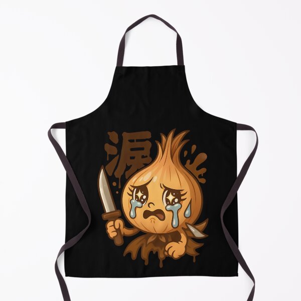 Item preview, Crying Onion Character Holding Knife with Japanese Kanji designed and sold by ToniSchmeler.