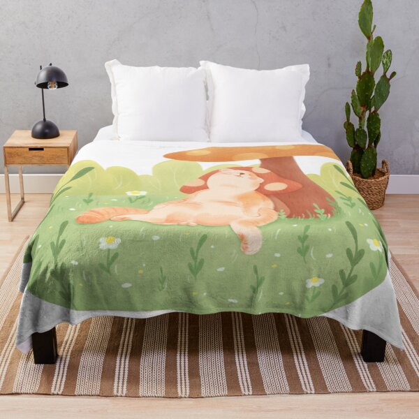 Item preview, Sleepy Orange Cat Napping Under a Giant Mushroom designed and sold by DahiArt.