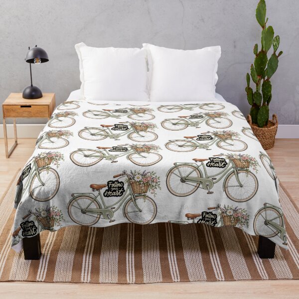 Item preview, Follow Your Heart Vintage Bicycle Floral Basket Cottagecore designed and sold by Soluna Studio.