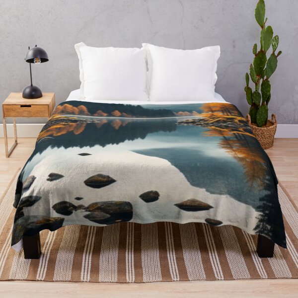 Item preview, Misty Mountain Lake in Autumn — Serene Golden Larches Landscape designed and sold by LYAN-STORE.