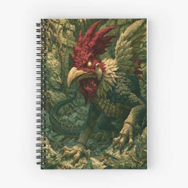 Item preview, A deadly Basilisk slithering through dark jungle ruins overgrown with vines and ancient statues, Fantasy & Mythological Creatures designed and sold by CDC40.