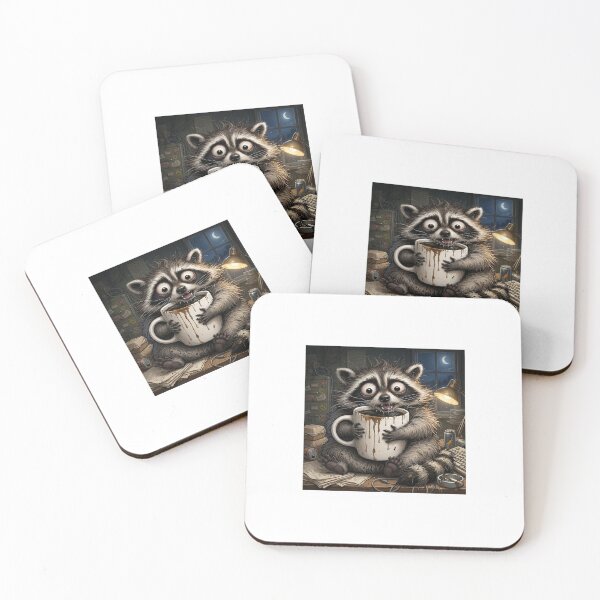 Item preview, Funny Raccoon Coffee Addict Exhausted Trash Panda designed and sold by CoolCrazyChaos.