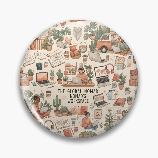 Item preview, The Global Nomad's Workspace Aesthetic Pattern designed and sold by SOOstudio73.