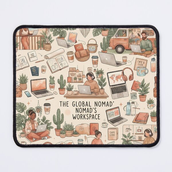 Item preview, The Global Nomad's Workspace Aesthetic Pattern designed and sold by SOOstudio73.