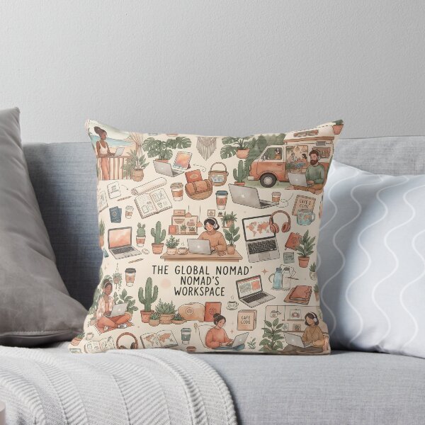 Item preview, The Global Nomad's Workspace Aesthetic Pattern designed and sold by SOOstudio73.