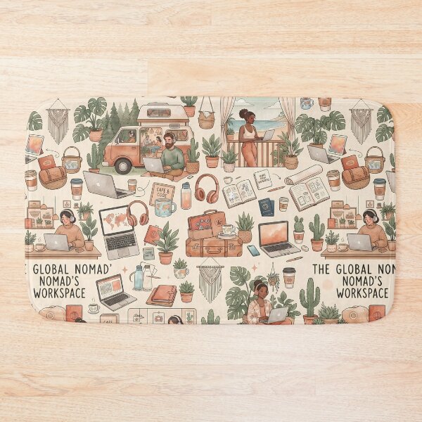 Item preview, The Global Nomad's Workspace Aesthetic Pattern designed and sold by SOOstudio73.