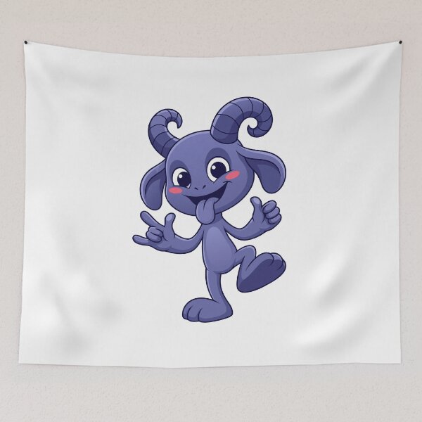 Item preview, Cute Funny Goat Rock On Purple Ram Horns Cartoon Art designed and sold by Rupesh-Art26.