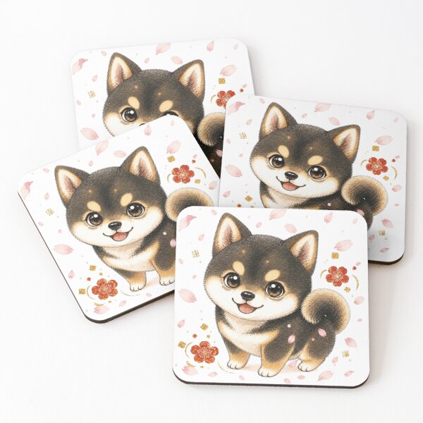 Item preview, Sesame Shiba Inu in Cherry Blossom Petals designed and sold by Kawaii Matcha Studio.
