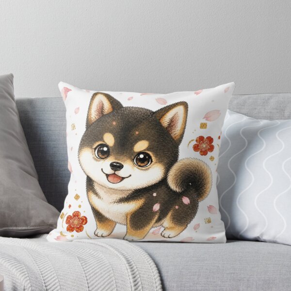 Artikelvorschau, Sesam-Shiba Inu in Kirschblütenblättern entworfen und verkauft von Kawaii Matcha Studio.