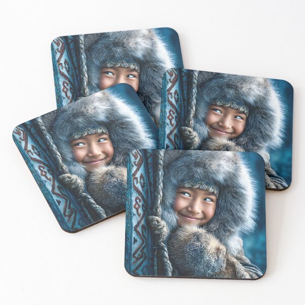 Item preview, Joyful Child in Traditional Winter Outfit Smiling designed and sold by Artessie.