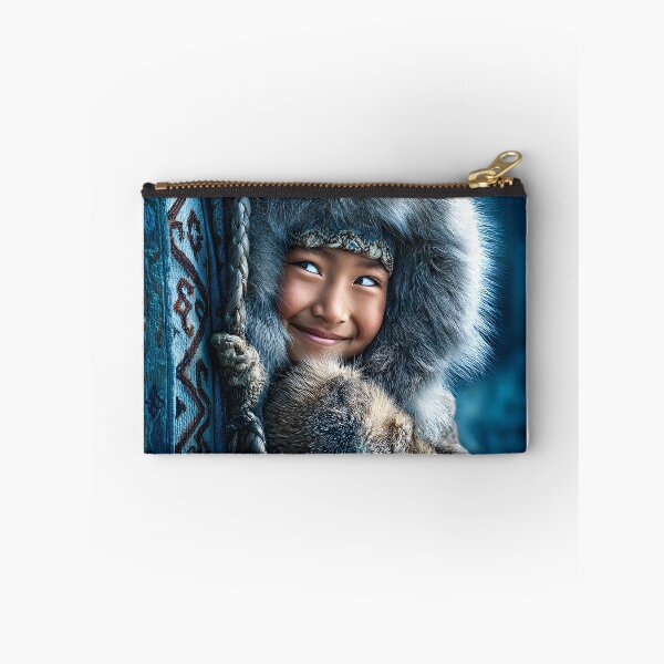 Item preview, Joyful Child in Traditional Winter Outfit Smiling designed and sold by Artessie.