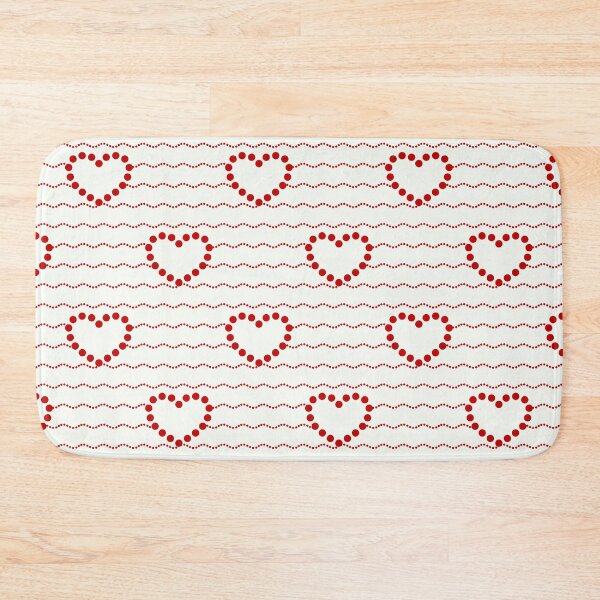 Item preview, Red Dotted Heart Waves Seamless Pattern on White designed and sold by POLKAIWERX.