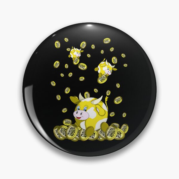 Aperçu de l'œuvre Yellow Spotted Cow Sitting on Falling Gold Coins créée et vendue par FusbertaChauvet.