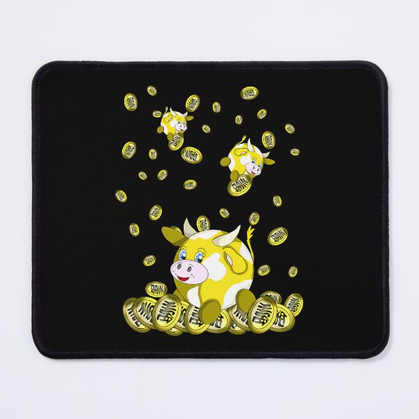 Aperçu de l'œuvre Yellow Spotted Cow Sitting on Falling Gold Coins créée et vendue par FusbertaChauvet.