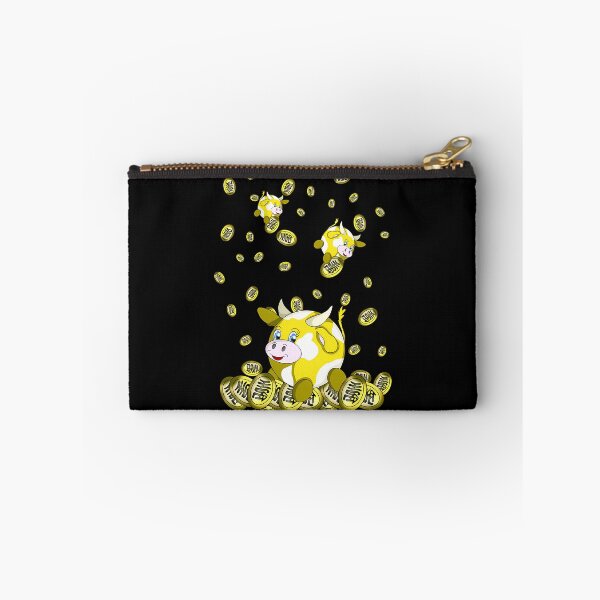 Item preview, Yellow Spotted Cow Sitting on Falling Gold Coins designed and sold by FusbertaChauvet.