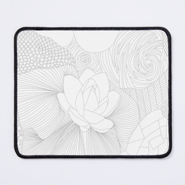Item preview, Lotus Line Art Seamless Botanical Pattern designed and sold by ArtBySaMandala.