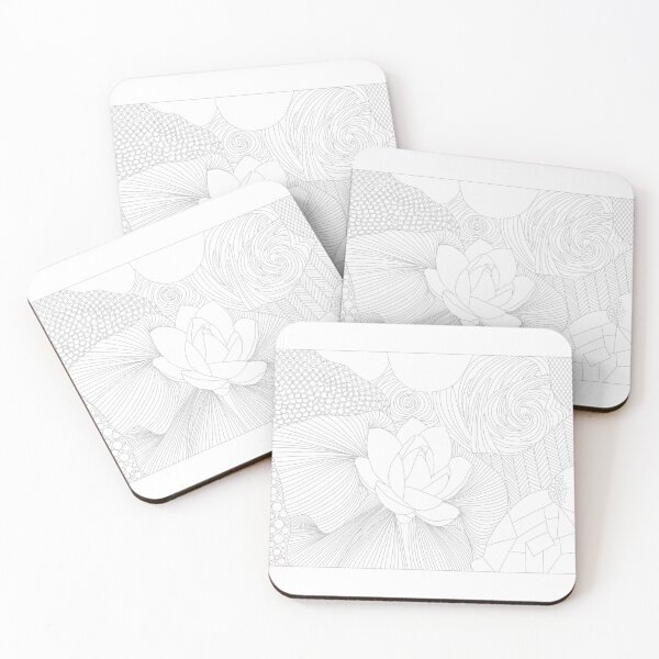 Item preview, Lotus Line Art Seamless Botanical Pattern designed and sold by ArtBySaMandala.