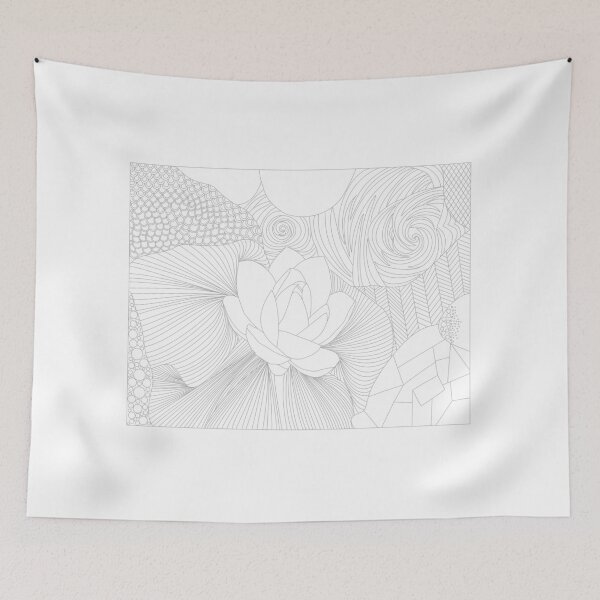 Item preview, Lotus Line Art Seamless Botanical Pattern designed and sold by ArtBySaMandala.