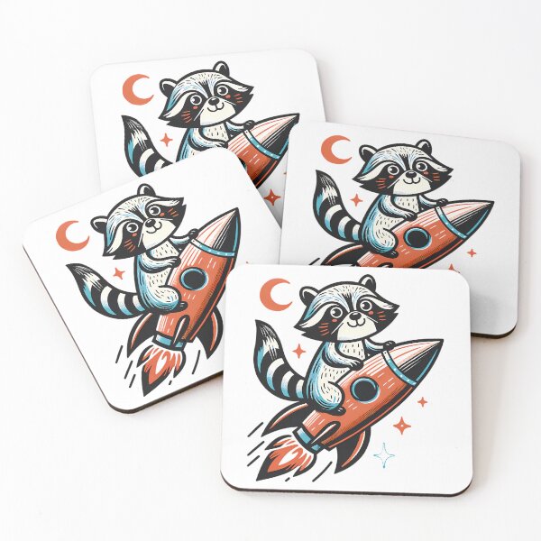 Item preview, Mapache cohete de diseño vintage designed and sold by tallulah-noonan.