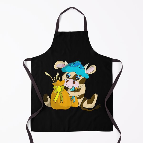 Item preview, Cow Wearing Blue Cap Hugging Wheat Sack designed and sold by FusbertaChauvet.