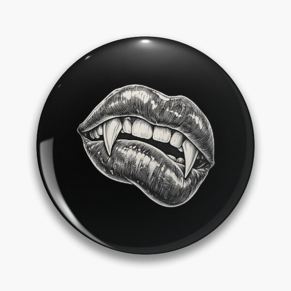 Item preview, Vintage Woodcut Vampire Fangs Biting Lip Halloween Art Print designed and sold by adiencarteras.