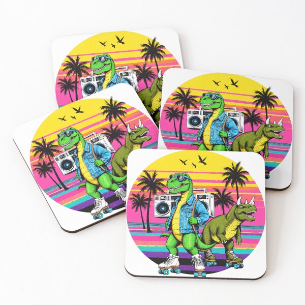 Item preview, Boombox Raptor Roller Skating Dinosaurs Vaporwave 80s designed and sold by Stupid Shirts.