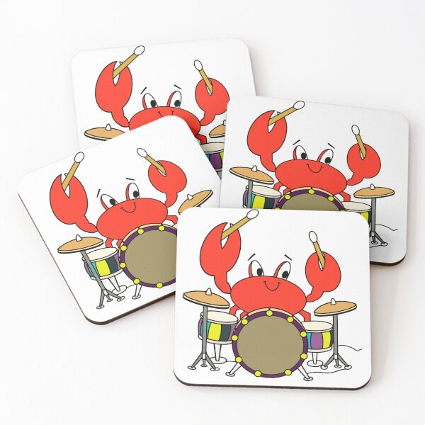 Item preview, Cartoon Crab Musician Playing Drums designed and sold by BEINMYHOUSE.