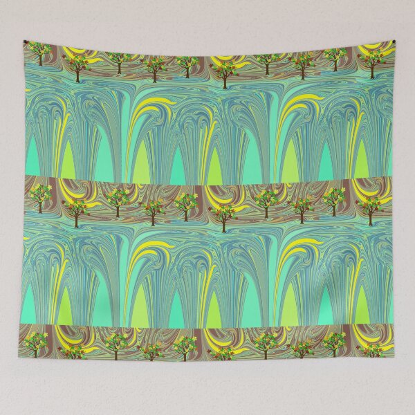 Item preview, Autumn Landscape Abstract Forest Waterfall Stream designed and sold by MigWhimsy.